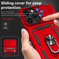 Étui de téléphone portable avec anneau de support coulissant pour appareil photo, design blindé, TPU+PC magnétique, antichoc, pour 15 Pro Max