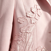 Costume deux pièces pour femme Ocstrade avec broderie florale, col cranté, blazer rose, pantalon droit, vêtements d'hiver pour femme, ensemble deux pièces