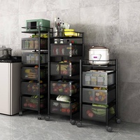 Étagère en Métal Rotative à 360 Degrés Organisateur de Légumes de Cuisine à 5 Niveaux Porte-Fruits Chariot de Stockage Panier à Pommes de Terre Oignon