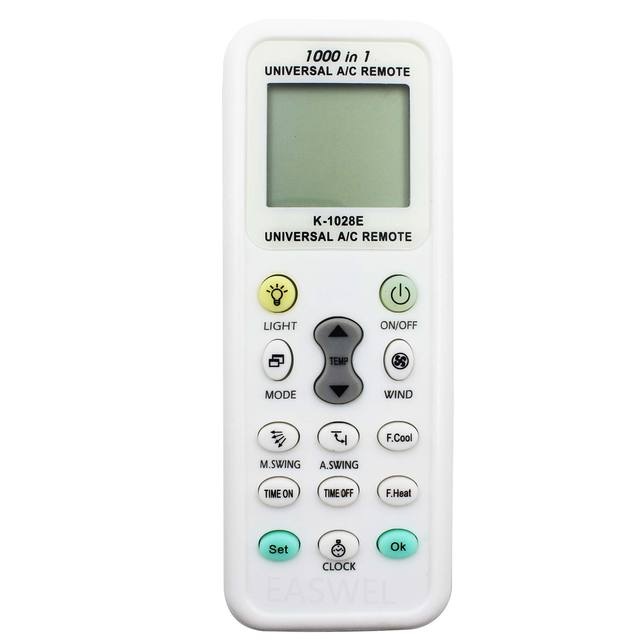 K-1028E Universal Home Use Air Conditioner Remote Control with LCD Display 1000-In-1 Temperature Heat Button Control Fixed Code