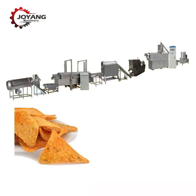 Automatic Bugles Doritos Chips Frying Snacks Making Machine Fried Pallets Snack Food Production Line
