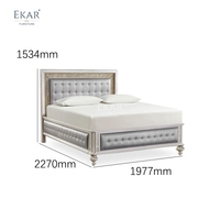 EKAR Zenith Imperial Gepolstertes Bett |   Luxuriöse Neoklassische Champagner-Schlafzimmermöbel |   Foshan Kundenspezifische Fertigungsfabrik