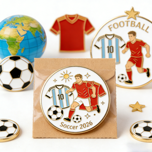 Badges souples en alliage de zinc gravés, épingles émaillées personnalisées pour fans de football et coupes sportives, directement de l'usine, avec emballage - Product Image 2