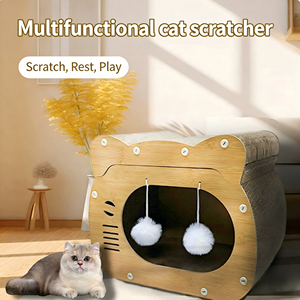 Árbol para Gatos de 1 Nivel con Rascador, Diseño de Dibujos Animados, Papel Corrugado, Fácil de Montar, 40x30x25cm, para Gatos - Product Image 3