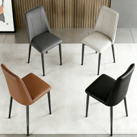 Chaise de salle à manger moderne en cuir à motif griffe de chat, chaise latérale à coutures verticales, pieds en métal noir pour salle à manger, cuisine, maison