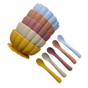 Kelutd BPA 프리 꽃무늬 디자인 어린이 방수 실리콘 유아용 식기 세트, 방수 및 낙하 방지 흡착식 그릇 - Product Image 5