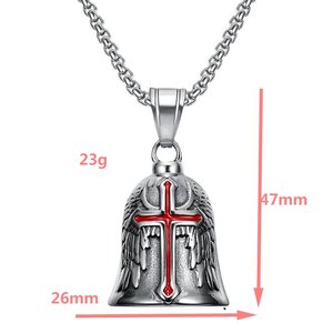 จี้กระดิ่งสแตนเลสสไตล์เรโทรพร้อมดีไซน์กากบาทอีพ็อกซี่สำหรับเป็นของขวัญเครื่องประดับสไตล์มอเตอร์ไซค์ - Product Image 5