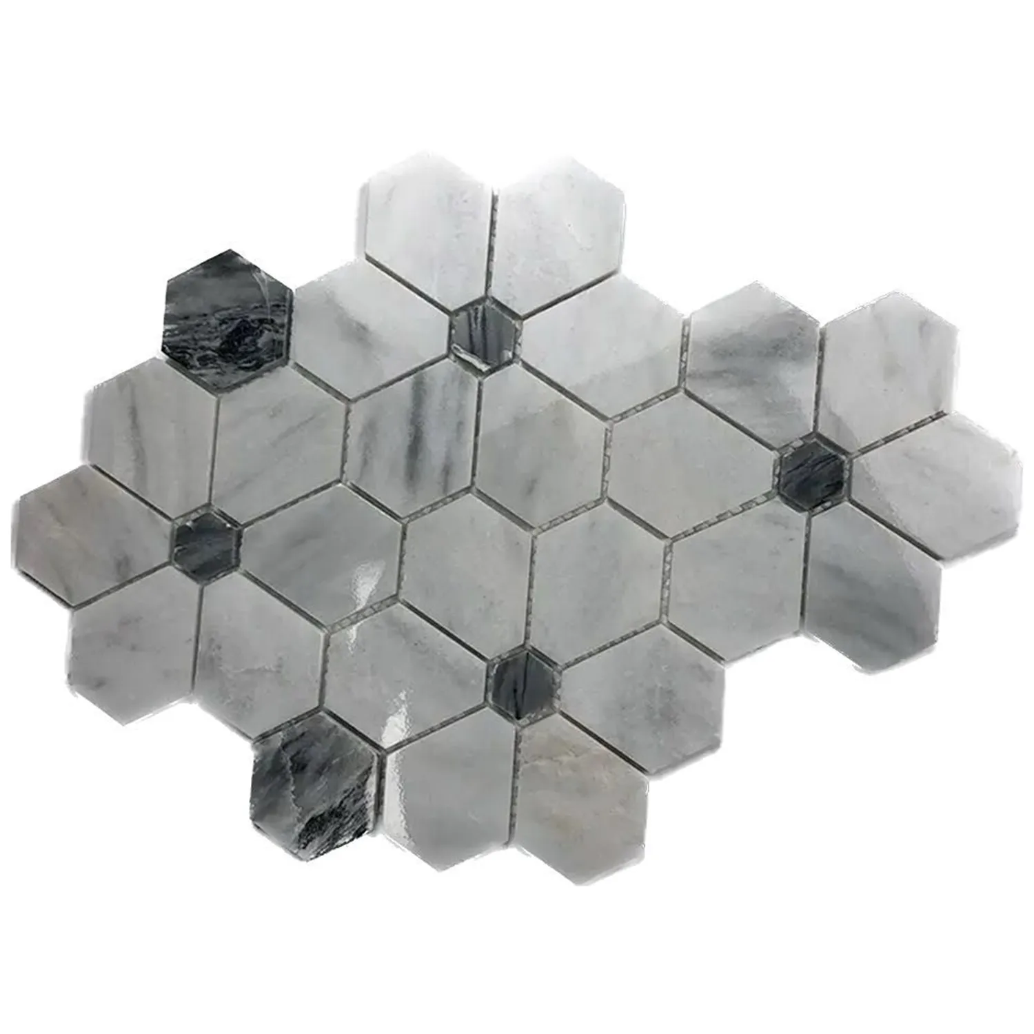 Design exclusivo Art Waterjet Flower Shape Itália Carrara branco mármore mosaico para cozinha piso e parede