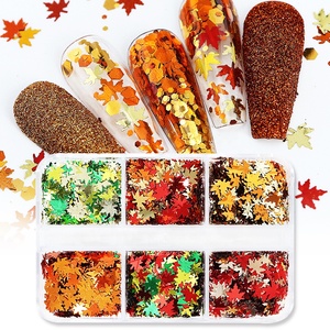 Nuova mappa foglia Nail Art paillettes gioielli stile autunnale colorato foglia d'autunno Glitter decorazioni <span class=keywords><strong>per</strong></span> Nail Art - Product Image 4