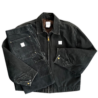 Veste de travail courte pour homme en molleton noir délavé avec logo personnalisé, fabrication OEM ODM, streetwear, vêtements d'extérieur, fabricant de vêtements personnalisés