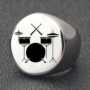 <span class=keywords><strong>Meilleure</strong></span> vente <span class=keywords><strong>Rock</strong></span> Punk Band bijoux hommes rétro tambour en acier inoxydable bague en gros - Product Image 5