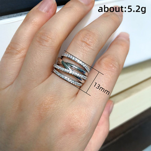 Anello Multistrato Intrecciato con Micro Pavé di Zirconi, Gioiello da Dito Unico e alla Moda per Uso Quotidiano e Feste, Regalo per Donne - Product Image 3