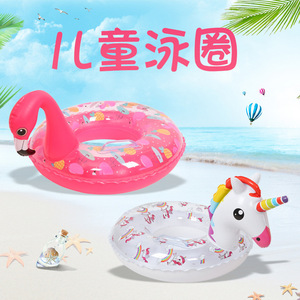 Flotador inflable de unicornio para niños con diseño de arcoíris y asas, material de PVC de 0.3 mm - Product Image 5