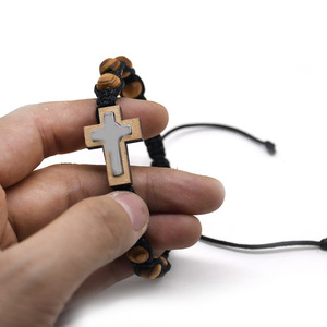 Cross <b>Bracelet</b> Black <b>Copper</b> Alloy Beads Adjustable Unisex Christian Gift Jewelry - Product Image 2