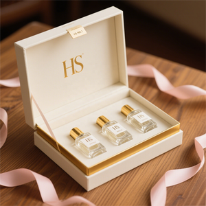 定制Logo豪华双门开黑金天鹅绒纸板纸香水礼品盒柜台展示包装护肤精华 - Product Image 3