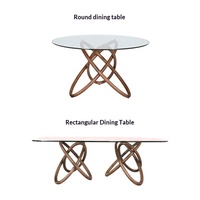 Table à manger mobile en bois massif de style nordique minimaliste, table ronde moderne en verre trempé, meubles de salle à manger