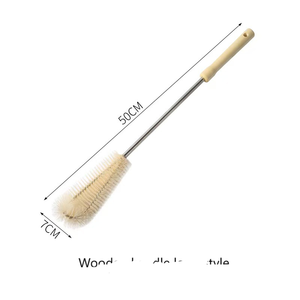 Ev mutfak temizleme araçları çok fonksiyonlu temizleme fırçası ahşap uzun saplı fincan fırça küçük bebek şişe fırçası - Product Image 4