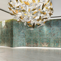 Lustre suspendu décoratif d'intérieur de luxe sur mesure, décoration artisanale de luxe, grand lustre en feuilles d'or blanc pour hôtel