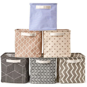 Set of <strong>6</strong> Foldable <strong>Cube</strong> <strong>Storage</strong> Baskets, with Handles for Bathroom, Shelves, Nursery - Product Image 1