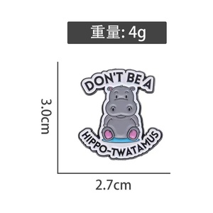 Ingrosso Spille in metallo smaltato a forma di ippopotamo cartone animato, distintivi da risvolto, accessori per zaini, vestiti, colletti e gioielli 'Don't Be' - Product Image 6