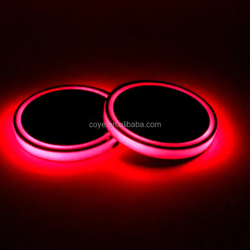 2X Автомобильные светодиодные чашки держатель Автомобильный интерьер USB красочные Атмосфера свет лампы, держатель для напитков, анти-скольжения Мат автотовары
