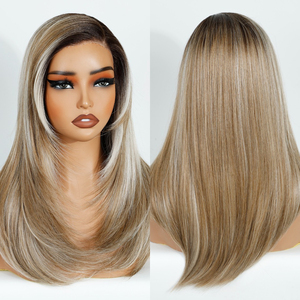 <span class=keywords><strong>Peluca</strong></span> de Cabello Sintético Kanekalon Futura Premium, Larga, <span class=keywords><strong>Lisa</strong></span>, <span class=keywords><strong>Rubia</strong></span>, Resistente al Calor, con Frente de Encaje y Frontal - Product Image 1
