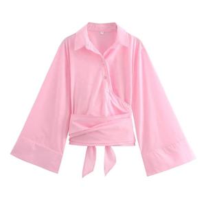 Chemises pour femmes à double boutonnage, courtes, respirantes et tendance, avec un nouveau design de cravate et un toucher de luxe – Vente en gros - Product Image 2