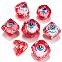 Ensemble de dés en résine découpée DND avec yeux mobiles, 7 pièces, dés polyédriques pour jeu de table Dungeons & Dragons, dés réalistes avec yeux sanglants