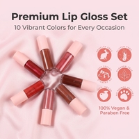 Ensemble de gloss à lèvres haute brillance à marque privée, finition miroir, hydratant, teinté, maquillage pour les lèvres, logo personnalisé, cosmétique en gros