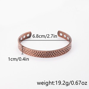 <b>Copper</b> Alloy Magnetic Open Cuff <b>Bracelet</b> Polka Dot Pattern Unisex Retro Style Jewelry Gift - Product Image 4