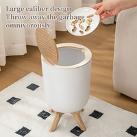 Poubelle d'intérieur en plastique 9L avec finition grain de bois Poubelle à pied haut ouvert Seau de rangement Type de pressage Style domestique