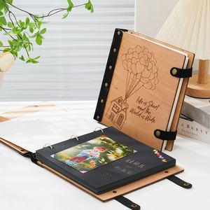 Álbum de fotos de madera autoadhesivo de tilo de 10 pulgadas conmemorativo creativo para Amazon, regalo de estilo popular para fotos de hojas sueltas - Product Image 1
