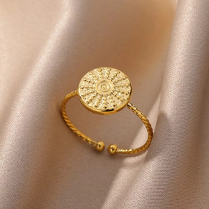 <span class=keywords><strong>Bague</strong></span> large en acier inoxydable anti-ternissement <span class=keywords><strong>pour</strong></span> femme, <span class=keywords><strong>bague</strong></span> ouverte texturée martelée, bijoux géométriques minimalistes - Product Image 4