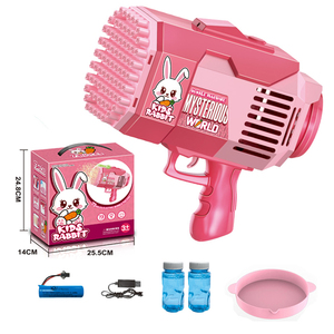 Ensembles cadeaux dessin animé lapin et dinosaure <span class=keywords><strong>73</strong></span> trous Gatling pistolet à bulles fusée électrique Machine à bulles Bazooka lanceur extérieur enfant jouet - Product Image 1