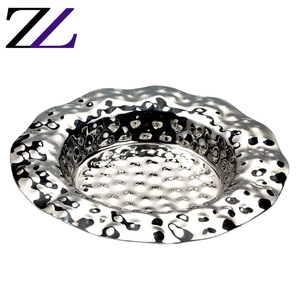 Assiettes rondes en acier inoxydable en forme de fleur or et argent martelé avec logo personnalisé <span class=keywords><strong>Plateau</strong></span> de décoration pour restaurant arabe - Product Image 4