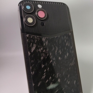 Carcasa de Lujo con Marco de <span class=keywords><strong>Fibra</strong></span> de Carbono Forjada para iPhone 14 Pro Max, Textura Electrochapada Negra, Funda para Teléfono Móvil - Product Image 3