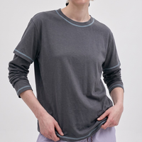 T-shirt à manches longues en coton de haute qualité, effet deux pièces, imprimé, décontracté, nouvelle collection automne, pour le sport et le quotidien, directement de l'usine