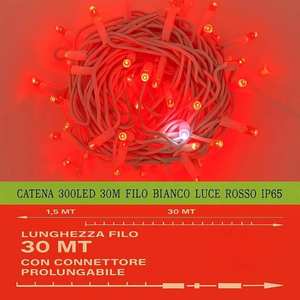 Guirnalda de Luces Gloca de 300 LED, 30 Metros, Cable Blanco, Luz Roja, IP65, Decoración Interior y Exterior - Product Image 4