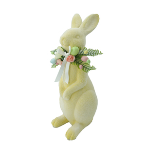 Top Grace Juego De <span class=keywords><strong>2</strong></span> Conejos De Conejo De Pascua Flocados Sentado Amarillo <span class=keywords><strong>Y</strong></span> Púrpura - Product Image 1