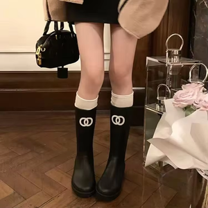 2026 High Quality Luxury Designer Women's Waterproof Mid-Calf Boots Genuine Leather Upper Mesh Slip-On Closure Factory <b>Direct</b> - Product Image 4