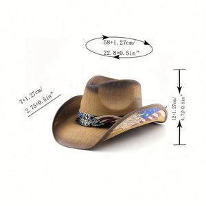 USA Hard Straw <b>Hat</b> Men Women Party Use Paper Straw Cowboy <b>Hats</b> - Product Image 2