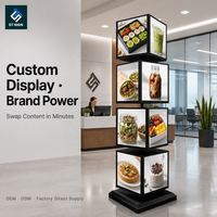 Présentoir rotatif automatique Shuntai 360 avec rétroéclairage LED, support de signalisation multi-cubes, panneau de menu sur pied pour restaurant, café, usine OEM