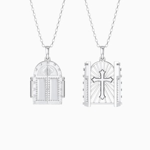 Collana con Ciondolo Croce Porta del Cielo Placcata Oro, Design Unico, Ciondolo Porta Sacra Cava e Apribile - Product Image 6