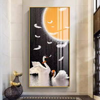 Art mural en porcelaine de cristal d'éléphant animal de luxe moderne, cadre en aluminium doré, décoration d'intérieur, peinture, décoration de salon