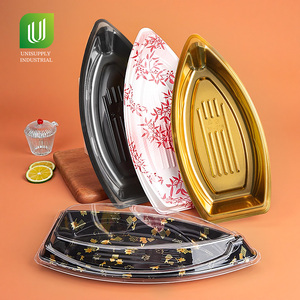 Plastic Food Container Disposable Sushi Boat Box For Appetizer Dishes Chip Restaurant Or Home - Product Image 1