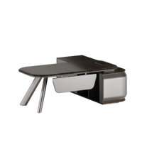 Bureau de direction QILISEN de luxe, haute brillance, durable, écologique, ergonomique, résistant à l'eau, avec charge sans fil, table de PDG, MDF E1