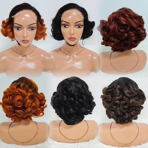 Letsfly Promotion 74$ Glueless <b>Wigs</b> 5x5 Lace Closure Rose Curly <b>Wigs</b> 12A 100% Human Hair Transparent Lace 10inch Wholesales 250% - Product Image 1