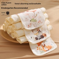 Serviette de dos en gaze de coton pur absorbant la transpiration pour garçons et filles de maternelle, motif animalier de dessin animé, pour enfants de 3 à 8 ans