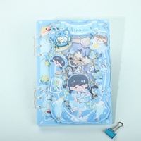 Cuaderno Acrílico Estilo Japonés con Diseño Original de Dibujos Animados, A7, Hojas Sueltas, con Múltiples Porta Botellas de Agua, Lindo para Niñas