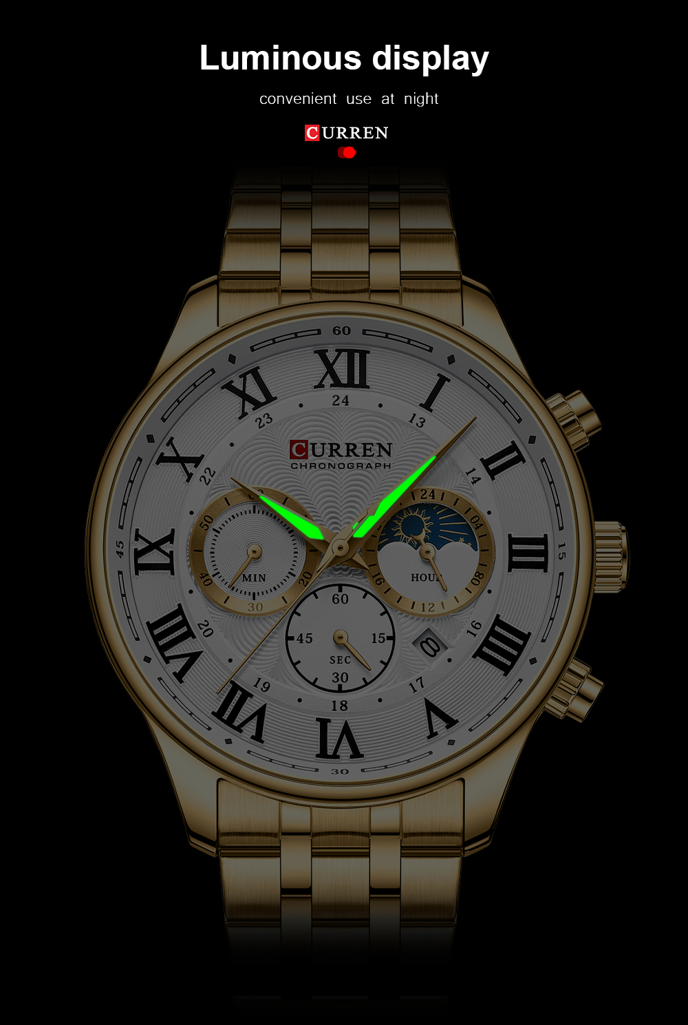 CURREN 8427 Watch for Men Hot Selling 3ATM Waterproof Men's Watches Fashion Luminous Hands with Calendar Men's Sports Watches